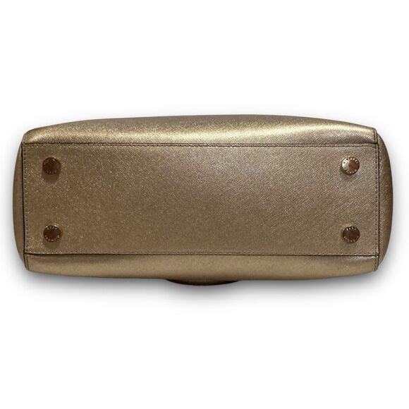 MICHAEL Michael Kors Gold Kellen Ladies Saffiano Leather Jet Set Satchel - Picture 5 of 10